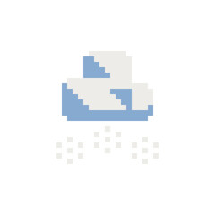 Snow pixel art icon. Weather sign. Snowfall symbol for your web site design, logo, app, UI. Vector illustration isolated on white background.