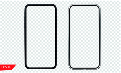 Mobile phones with transparent screens. Ideal for marketing, app design, UI and UX - vector Illustration