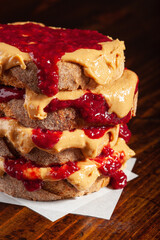 peanut butter and jam sandwich, american traditional bread toast