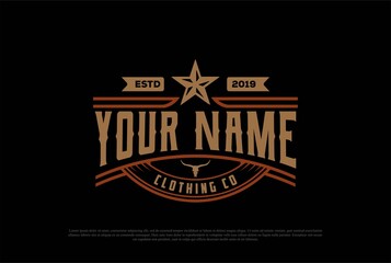 Vintage Retro Texas Star Badge Emblem Label Logo Design Vector