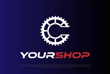 Fototapeta na wymiar Initial Letter C for Cycle Gear Cog Drive or Bike Sport Club Logo Design Vector