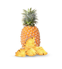 pineapples  slice  on the white background