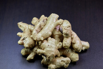ginger root isolated on black background