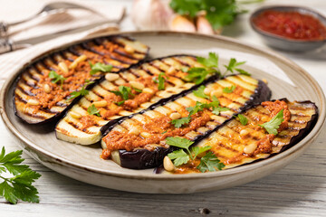 Grilled eggplant and sauce