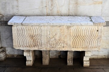 Tomb sculptures in the Monumental Cemetery at the Leaning Tower of Pisa