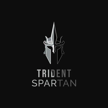 Trident Spartan logo design vector illustration
