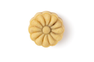 Delicious mung bean cake for Mid-Autumn Festival food isolated on white table background.