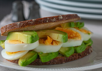 Egg Sandwich with avocado made with sourdough bread