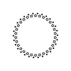 Black round label with stars. Best, award, winner prize wreath on white background.