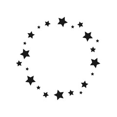 Black round label with stars. Best, award, winner prize wreath on white background.
