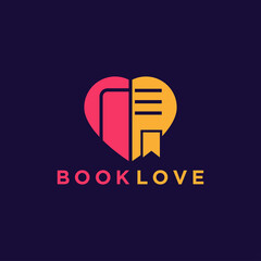 Fototapeta premium book heart logo design vector