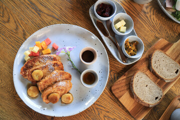 Bread baked with honey toast for healthy eating with organic jam from nature food