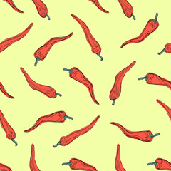 Red chili peppers seamless pattern