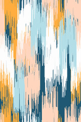 IKAT Digital Seamless Pattern, traditional ikat fabric weaving technique. Abstract multicolor fabric design