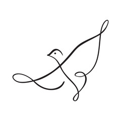 Naklejka na ściany i meble Continuous one line drawing bird. Flying pigeon logo. Black and white vector illustration. Concept for logo, card, banner, poster, flyer