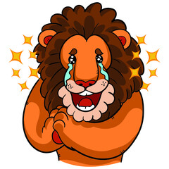 Cartoon lion with tears of joy vector illustration