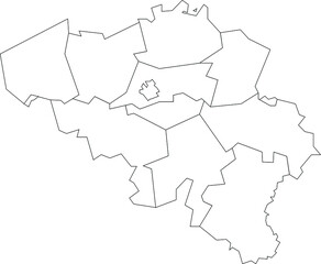 Vector map of Belgium to study colorless with outline