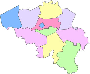 Vector map of Belgium to study with outline