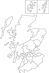 Vector map of Scotland to study colorless with outline