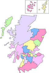 Vector map of Scotland to study with outline