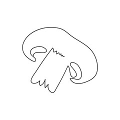 Mushroom continuous line drawing. One line art of cut champignon, vegetables.