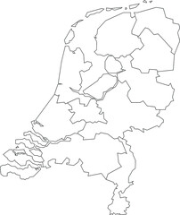 Vector map of the Netherlands Holland to study colorless with outline