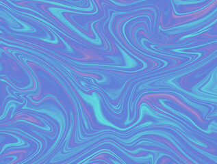Abstract blue background with waves. Liquid marble holographic image.