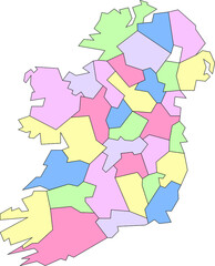 Vector map of Ireland to study with outline
