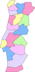 Vector map of Portugal to study with outline