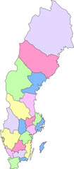 Vector map of Sweden to study with outline