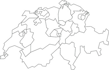 Vector map of Switzerland to study colorless with outline
