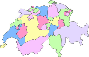 Vector map of Switzerland to study with outline