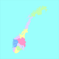 Vector map of Norway to study the world
