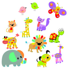 Plakat Kids Animals, kids cipartts, domestic animals, wild animals.