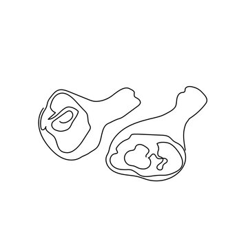 recommend clip art: Fresh turkey drumstick continuous line drawing. One line art of meat products, fresh chicken, raw meat.