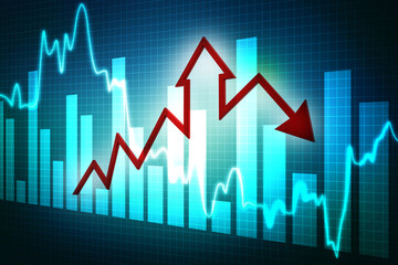 3d house and arrow graph. Loss in real estate