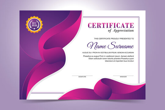 Elegant Purple Certificate Template Design