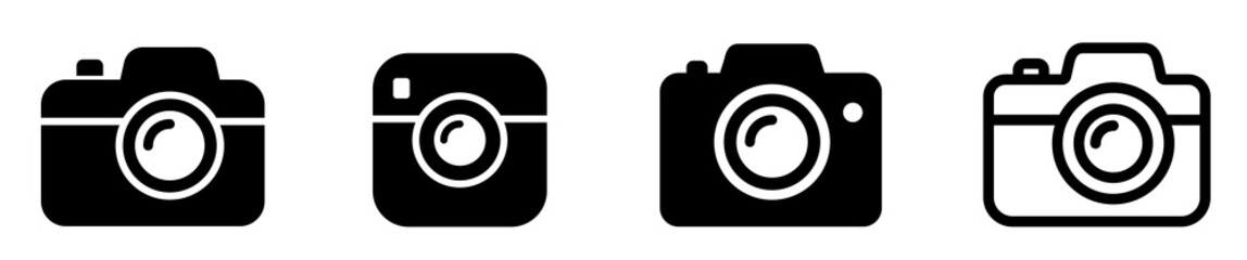 Photography camera icon set. Minimalistic cameras sumbol collection. Photo icon. Line and flat style icon on isolated on background - stock vecto.