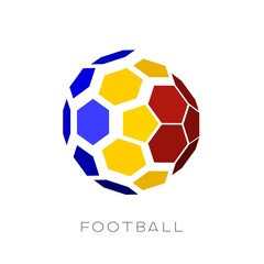 3D soccer ball with Romania team flag.