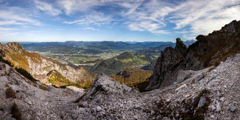 Fototapeta premium Panorama view Heubergkopf mountain, Untersberg in Bavaria, Germany