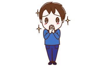 ＜全身・正面＞キラキラのお目目で可愛くお願いを訴える少年