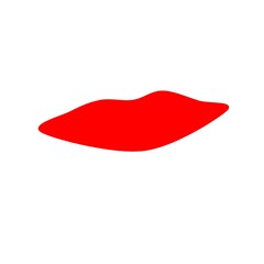 A bright red lip print. An image of a burning scarlet kiss. An element of Valentine's Day. A spot in the form of lips.