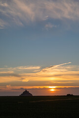 sunset over Mont Saint-Michel, Normandy