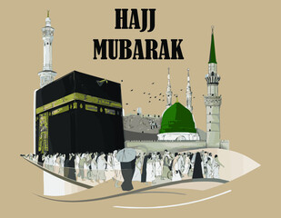 Hajj Mubarak greeting card design