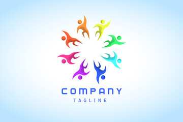 colorful teamwork gradient logo corporate