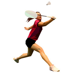 Geometric polygonal professional female badminton player