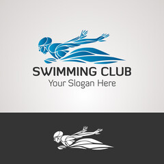 Swimming club vector logo ocean sea color swimmer label