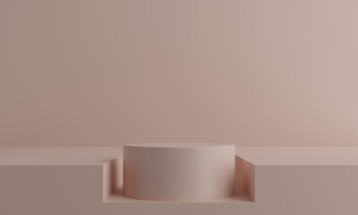 3d abstract minimal geometric with a pedestal and a showcase. 3d illustration