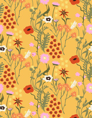 Seamless flower pattern isolated on background. Vector illustration