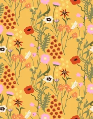 Wallpaper murals Small flowers Seamless flower pattern isolated on background. Vector illustration